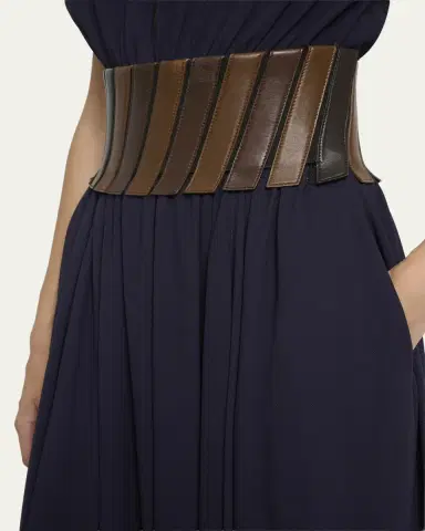 Alaïa Leather Belted Cap-Sleeve Midi Dress | Thumbnail 5 Alaïa Leather Belted Cap-Sleeve Midi Dress | Thumbnail 5