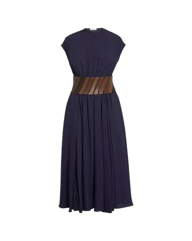 Alaïa Leather Belted Cap-Sleeve Midi Dress | Thumbnail 1 Alaïa Leather Belted Cap-Sleeve Midi Dress | Thumbnail 1