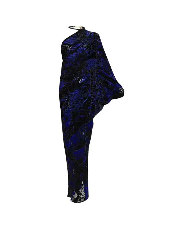 Erica Velvet Burnout One-Shoulder Gown
