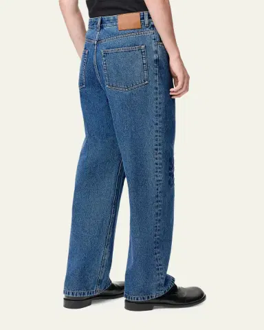 Loewe Men's Anagram Denim Baggy-Fit Jeans | Thumbnail 3 Loewe Men's Anagram Denim Baggy-Fit Jeans | Thumbnail 3