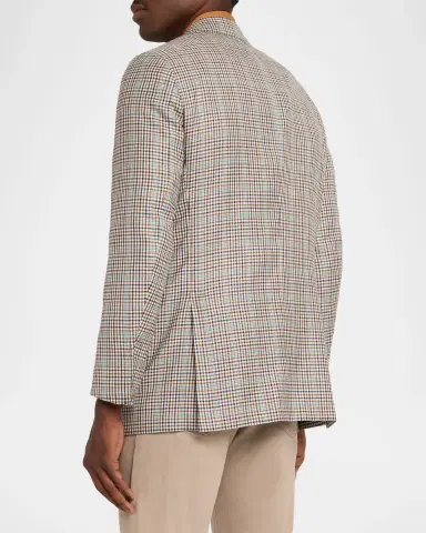 Kiton Men's Cashmere and Silk Multi-Check Deconstructed Sport Coat | Thumbnail 7 Kiton Men's Cashmere and Silk Multi-Check Deconstructed Sport Coat | Thumbnail 7