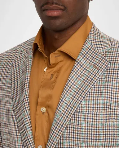 Kiton Men's Cashmere and Silk Multi-Check Deconstructed Sport Coat | Thumbnail 9 Kiton Men's Cashmere and Silk Multi-Check Deconstructed Sport Coat | Thumbnail 9