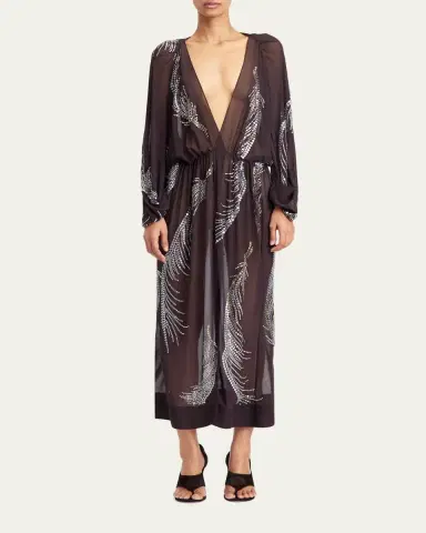 16Arlington Silas Embellished Feather Midi Dress | Thumbnail 3 16Arlington Silas Embellished Feather Midi Dress | Thumbnail 3
