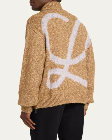 Loewe Men's Oversized Monogram Full-Zip Knit Cardigan | Thumbnail 3 Loewe Men's Oversized Monogram Full-Zip Knit Cardigan | Thumbnail 3