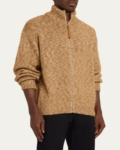 Loewe Men's Oversized Monogram Full-Zip Knit Cardigan | Thumbnail 4 Loewe Men's Oversized Monogram Full-Zip Knit Cardigan | Thumbnail 4
