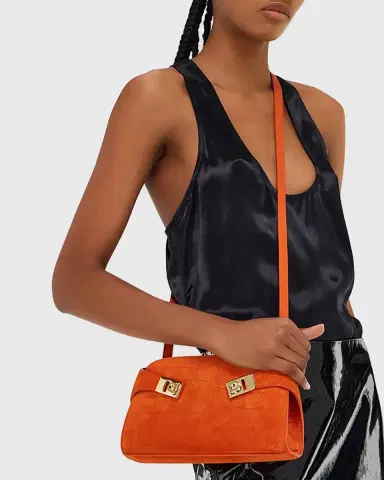 Ferragamo Hug Croc-Embossed Suede Clutch Bag | Thumbnail 2 Ferragamo Hug Croc-Embossed Suede Clutch Bag | Thumbnail 2