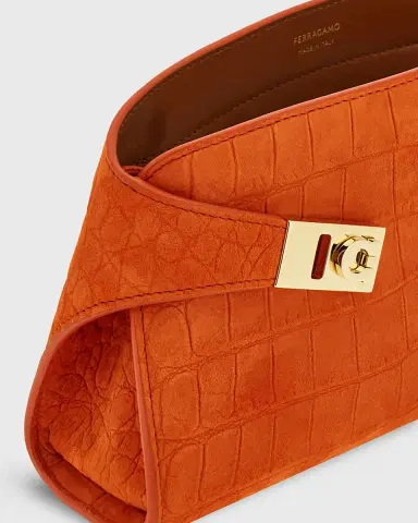 Ferragamo Hug Croc-Embossed Suede Clutch Bag | Thumbnail 6 Ferragamo Hug Croc-Embossed Suede Clutch Bag | Thumbnail 6