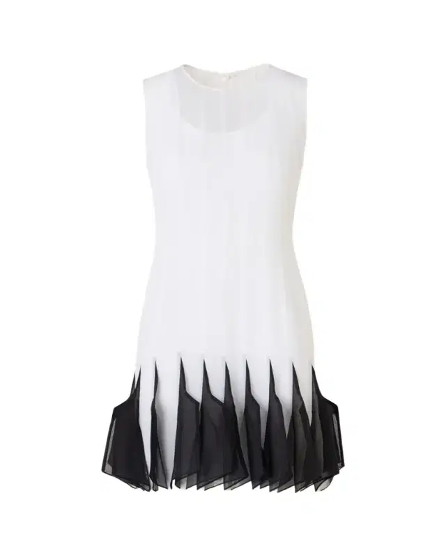 Seamed Silk Organza Sleeveless Mini Dress