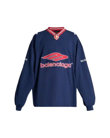 Balenciaga Men's 3B Football Long-Sleeve V-Neck Cotton T-Shirt | Thumbnail 1 Balenciaga Men's 3B Football Long-Sleeve V-Neck Cotton T-Shirt | Thumbnail 1