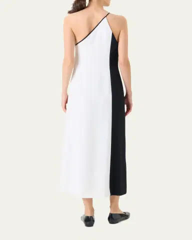 Akris High Plains Patchwork Crepe One-Shoulder Midi Dress | Thumbnail 3 Akris High Plains Patchwork Crepe One-Shoulder Midi Dress | Thumbnail 3