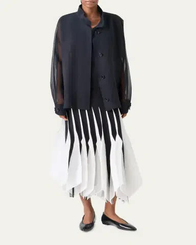 Akris Ribbon Inset Panama Silk Organza Midi Skirt | Thumbnail 2