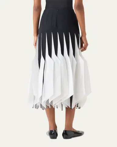 Akris Ribbon Inset Panama Silk Organza Midi Skirt | Thumbnail 3