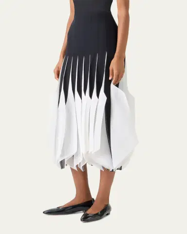 Akris Ribbon Inset Panama Silk Organza Midi Skirt | Thumbnail 4