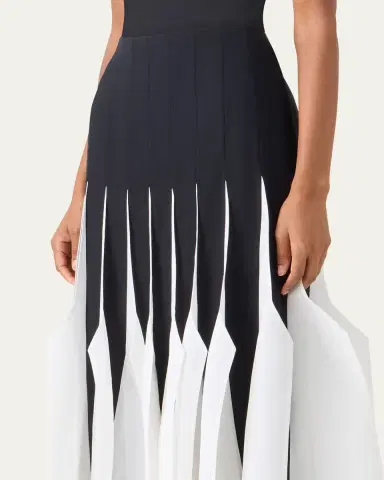 Akris Ribbon Inset Panama Silk Organza Midi Skirt | Thumbnail 5