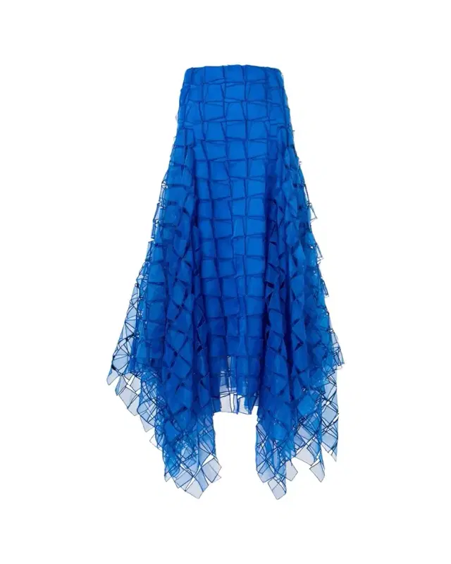 Akris Embroidered Organza Maxi Handkerchief Skirt