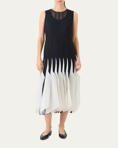 Akris Sleeveless Panama Silk Organza Seamed Midi Dress | Thumbnail 2 Akris Sleeveless Panama Silk Organza Seamed Midi Dress | Thumbnail 2