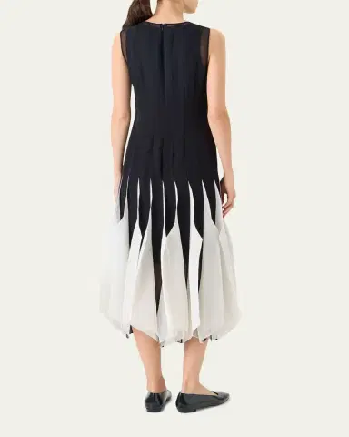 Akris Sleeveless Panama Silk Organza Seamed Midi Dress | Thumbnail 3 Akris Sleeveless Panama Silk Organza Seamed Midi Dress | Thumbnail 3