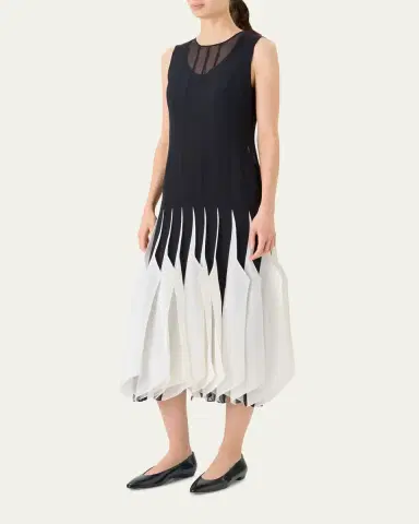 Akris Sleeveless Panama Silk Organza Seamed Midi Dress | Thumbnail 4 Akris Sleeveless Panama Silk Organza Seamed Midi Dress | Thumbnail 4