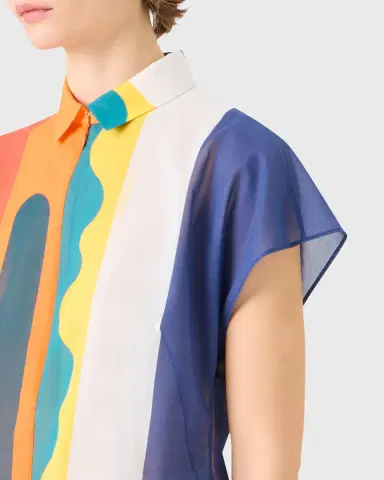 Akris Abstract-Print Cap-Sleeve Zipper Shirt | Thumbnail 9 Akris Abstract-Print Cap-Sleeve Zipper Shirt | Thumbnail 9