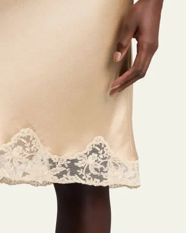 Saint Laurent Lace-Trim Satin Knee-Length Skirt | Thumbnail 5 Saint Laurent Lace-Trim Satin Knee-Length Skirt | Thumbnail 5