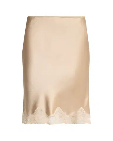 Saint Laurent Lace-Trim Satin Knee-Length Skirt | Thumbnail 1 Saint Laurent Lace-Trim Satin Knee-Length Skirt | Thumbnail 1