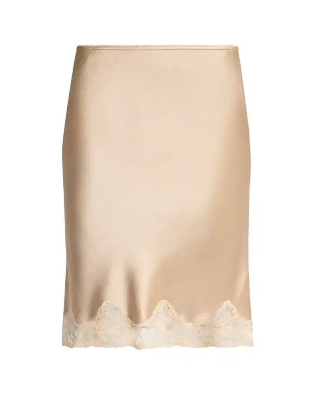 Saint Laurent Lace-Trim Satin Knee-Length Skirt