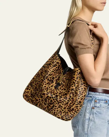 Saint Laurent Le 5 A 7 Large Animal-Print Calf Hair Shoulder Bag | Thumbnail 2 Saint Laurent Le 5 A 7 Large Animal-Print Calf Hair Shoulder Bag | Thumbnail 2