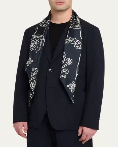Giorgio Armani Men's Floral Artwork Silk Neck Scarf | Thumbnail 3 Giorgio Armani Men's Floral Artwork Silk Neck Scarf | Thumbnail 3