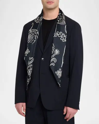 Giorgio Armani Men's Floral Artwork Silk Neck Scarf | Thumbnail 6 Giorgio Armani Men's Floral Artwork Silk Neck Scarf | Thumbnail 6