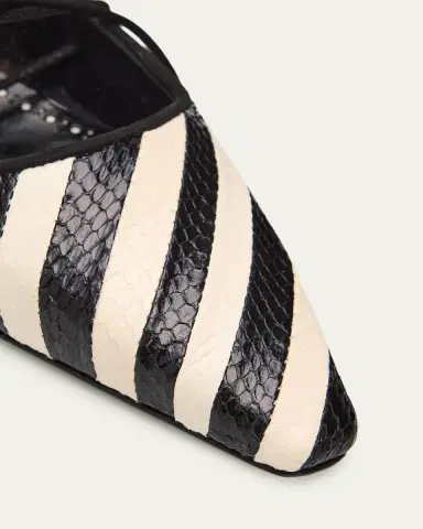Manolo Blahnik Federica Striped Leather Ballerina Flats | Thumbnail 3