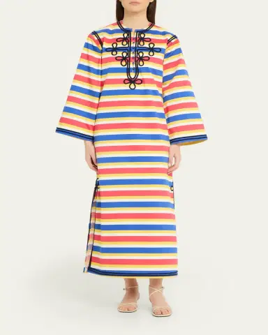Rianna + Nina Embroidered Striped Cotton Maxi Dress | Thumbnail 2 Rianna + Nina Embroidered Striped Cotton Maxi Dress | Thumbnail 2