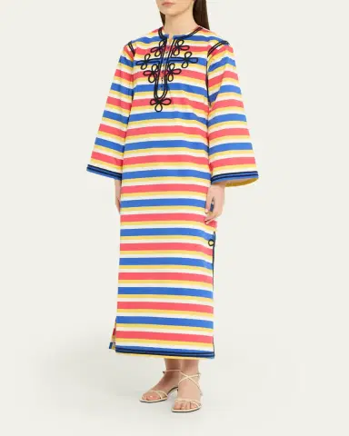 Rianna + Nina Embroidered Striped Cotton Maxi Dress | Thumbnail 4 Rianna + Nina Embroidered Striped Cotton Maxi Dress | Thumbnail 4