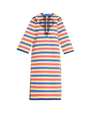 Rianna + Nina Embroidered Striped Cotton Maxi Dress | Thumbnail 1 Rianna + Nina Embroidered Striped Cotton Maxi Dress | Thumbnail 1
