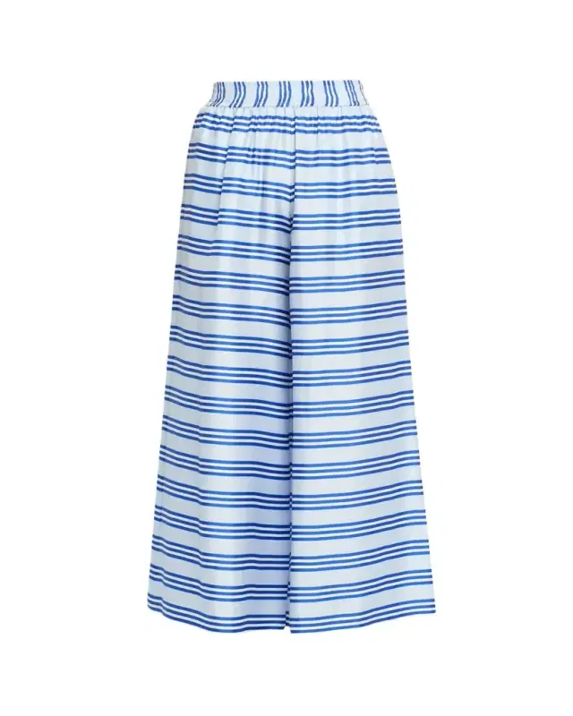 Rianna + Nina Wide-Leg Striped Silk Pants
