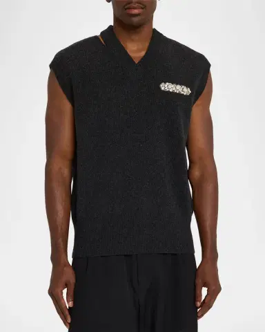 Simone Rocha Men's Embellished Merino Seam Bite Vest | Thumbnail 8 Simone Rocha Men's Embellished Merino Seam Bite Vest | Thumbnail 8