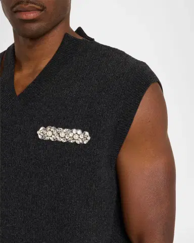 Simone Rocha Men's Embellished Merino Seam Bite Vest | Thumbnail 9 Simone Rocha Men's Embellished Merino Seam Bite Vest | Thumbnail 9