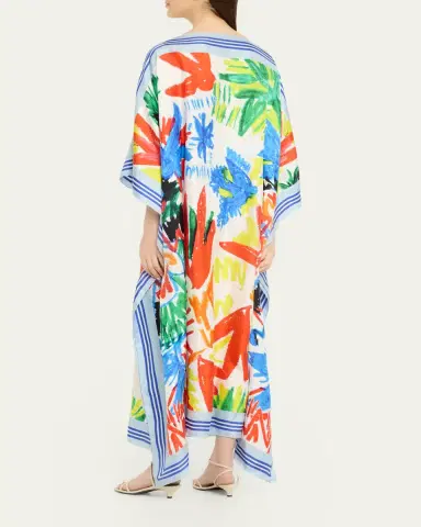 Rianna + Nina Tropica-Print Silk Maxi Caftan | Thumbnail 3 Rianna + Nina Tropica-Print Silk Maxi Caftan | Thumbnail 3