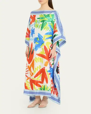 Rianna + Nina Tropica-Print Silk Maxi Caftan | Thumbnail 4 Rianna + Nina Tropica-Print Silk Maxi Caftan | Thumbnail 4