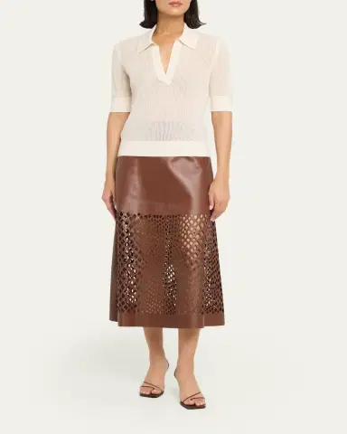 TWP The A-Line Leather Skirt with Laser Cutouts | Thumbnail 2