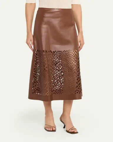 TWP The A-Line Leather Skirt with Laser Cutouts | Thumbnail 4