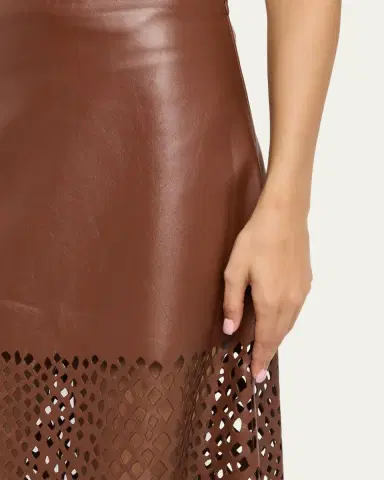 TWP The A-Line Leather Skirt with Laser Cutouts | Thumbnail 5