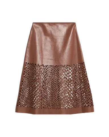 TWP The A-Line Leather Skirt with Laser Cutouts | Thumbnail 1