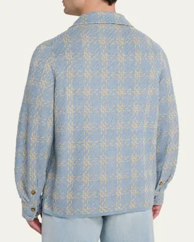 Guest In Residence Men's Light Blue Knit Button-Down Shirt | Thumbnail 3