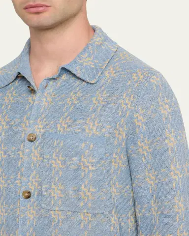 Guest In Residence Men's Light Blue Knit Button-Down Shirt | Thumbnail 5