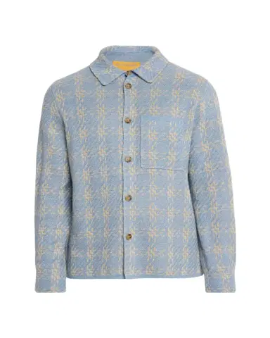 Guest In Residence Men's Light Blue Knit Button-Down Shirt | Thumbnail 1