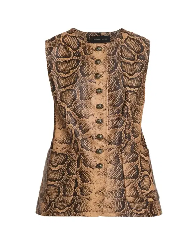 Kobi Halperin Abi Crewneck Python-Print Vest