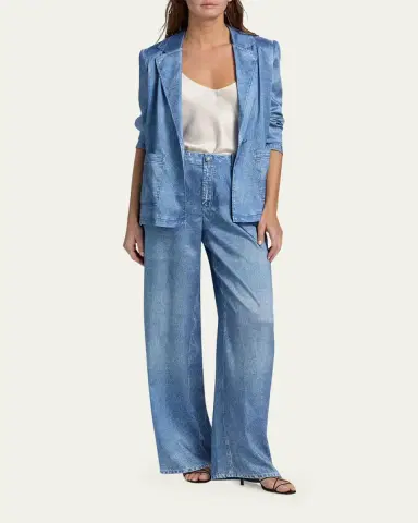 Kobi Halperin Sage Denim-Print Wide-Leg Pants | Thumbnail 2
