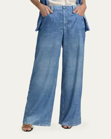 Kobi Halperin Sage Denim-Print Wide-Leg Pants | Thumbnail 4