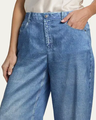 Kobi Halperin Sage Denim-Print Wide-Leg Pants | Thumbnail 5