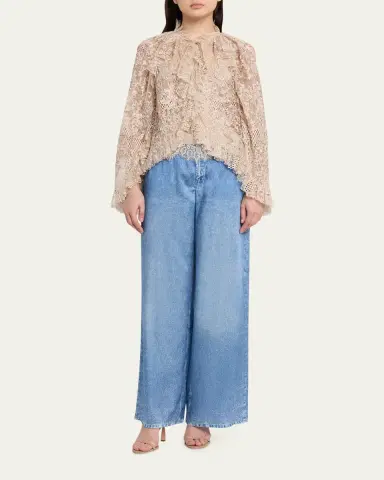 Kobi Halperin Sage Denim-Print Wide-Leg Pants | Thumbnail 6
